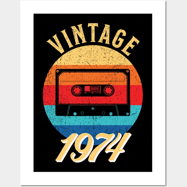 Vintage Year Since 1974 | Cassette | 48th Birthday Gift Wall Art by jiromie